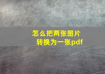 怎么把两张图片转换为一张pdf