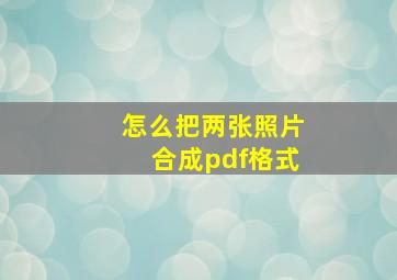 怎么把两张照片合成pdf格式