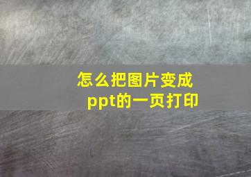 怎么把图片变成ppt的一页打印