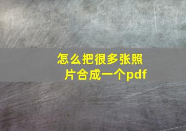 怎么把很多张照片合成一个pdf