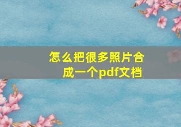 怎么把很多照片合成一个pdf文档