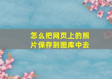 怎么把网页上的照片保存到图库中去