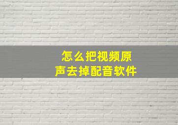 怎么把视频原声去掉配音软件