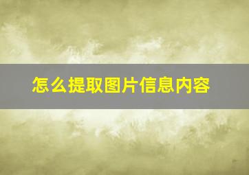 怎么提取图片信息内容