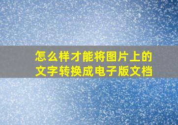 怎么样才能将图片上的文字转换成电子版文档