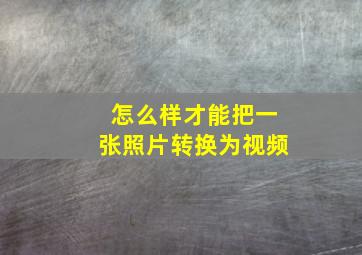 怎么样才能把一张照片转换为视频