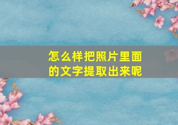 怎么样把照片里面的文字提取出来呢