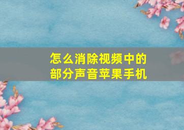 怎么消除视频中的部分声音苹果手机