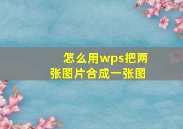 怎么用wps把两张图片合成一张图