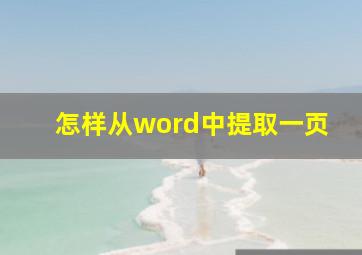 怎样从word中提取一页