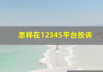 怎样在12345平台投诉