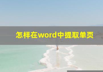 怎样在word中提取单页