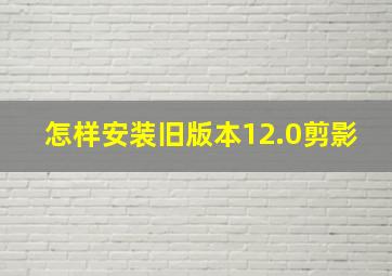 怎样安装旧版本12.0剪影