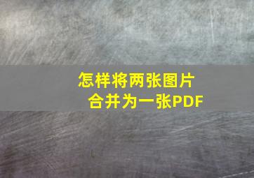 怎样将两张图片合并为一张PDF