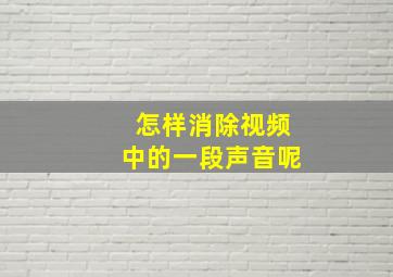 怎样消除视频中的一段声音呢