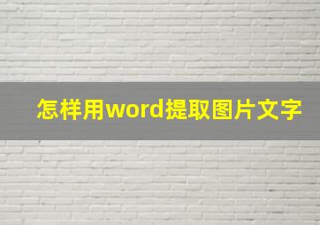 怎样用word提取图片文字