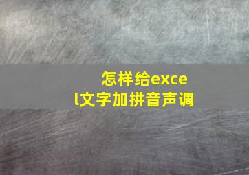 怎样给excel文字加拼音声调