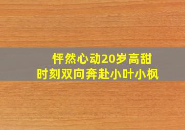 怦然心动20岁高甜时刻双向奔赴小叶小枫