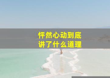 怦然心动到底讲了什么道理