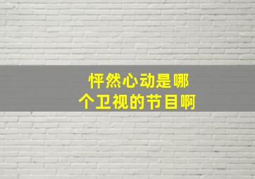 怦然心动是哪个卫视的节目啊