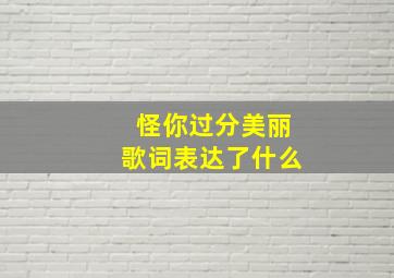 怪你过分美丽歌词表达了什么