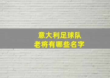 意大利足球队老将有哪些名字