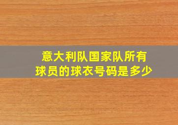 意大利队国家队所有球员的球衣号码是多少