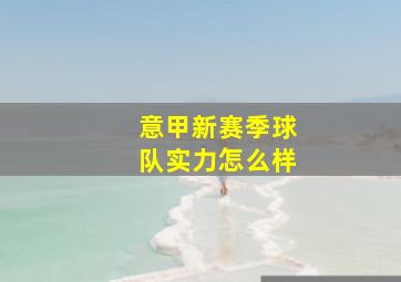 意甲新赛季球队实力怎么样