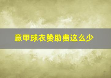 意甲球衣赞助费这么少