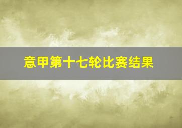 意甲第十七轮比赛结果