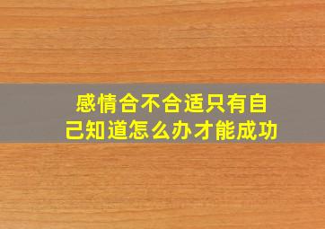 感情合不合适只有自己知道怎么办才能成功