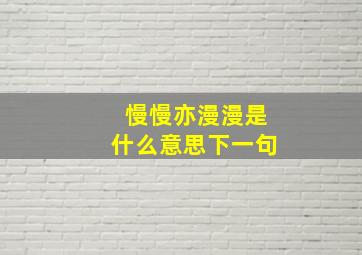 慢慢亦漫漫是什么意思下一句