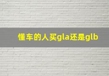 懂车的人买gla还是glb