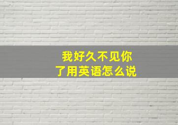 我好久不见你了用英语怎么说