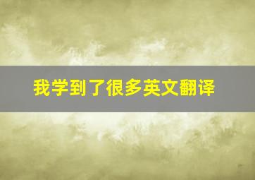 我学到了很多英文翻译