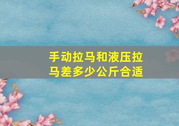 手动拉马和液压拉马差多少公斤合适