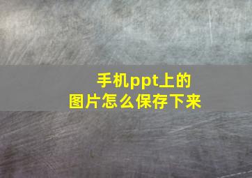 手机ppt上的图片怎么保存下来