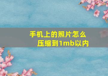 手机上的照片怎么压缩到1mb以内