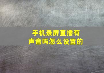 手机录屏直播有声音吗怎么设置的