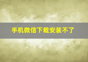 手机微信下载安装不了