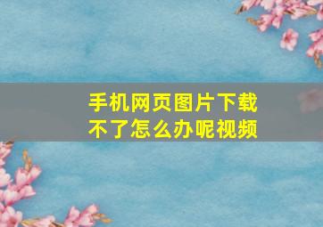 手机网页图片下载不了怎么办呢视频