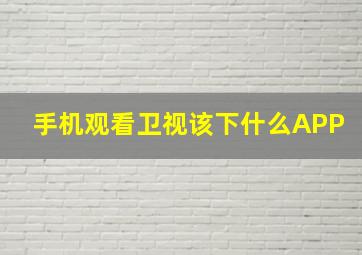 手机观看卫视该下什么APP