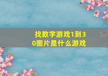 找数字游戏1到30图片是什么游戏