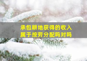 承包耕地获得的收入属于按劳分配吗对吗