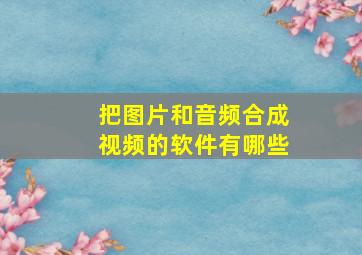 把图片和音频合成视频的软件有哪些