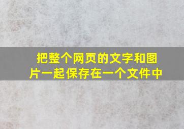 把整个网页的文字和图片一起保存在一个文件中