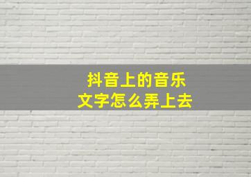 抖音上的音乐文字怎么弄上去