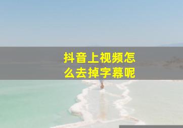 抖音上视频怎么去掉字幕呢