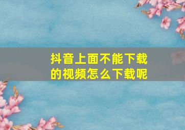 抖音上面不能下载的视频怎么下载呢