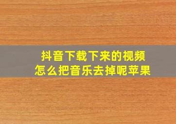 抖音下载下来的视频怎么把音乐去掉呢苹果